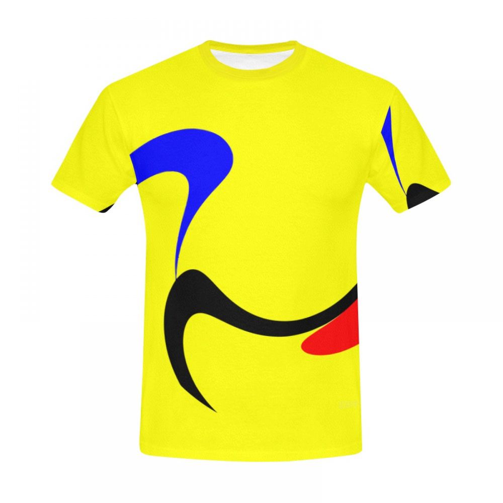 Men's Digital Art Yellow Short T-shirt