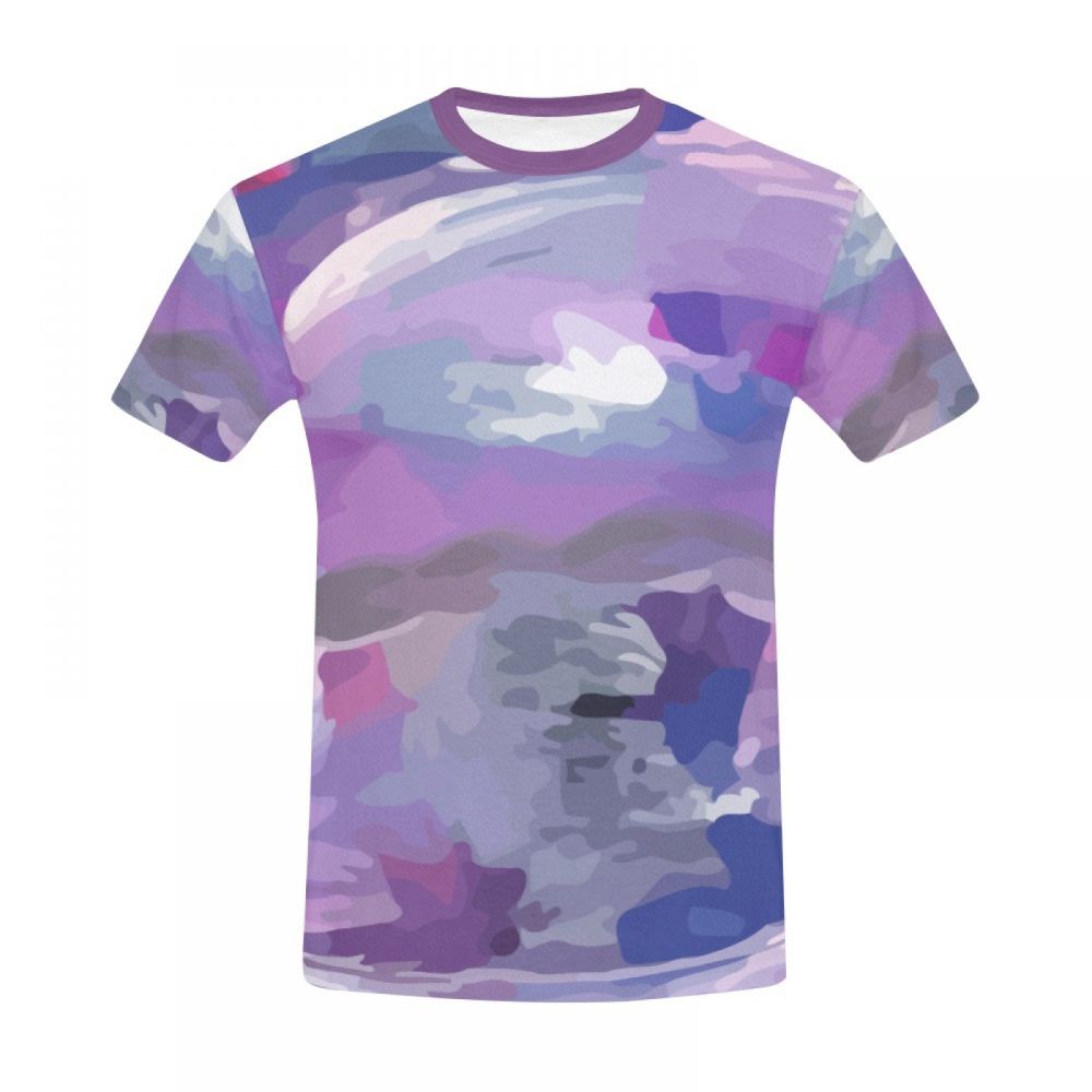 Men's Artistic Color Purple Graffiti Short T-shirt