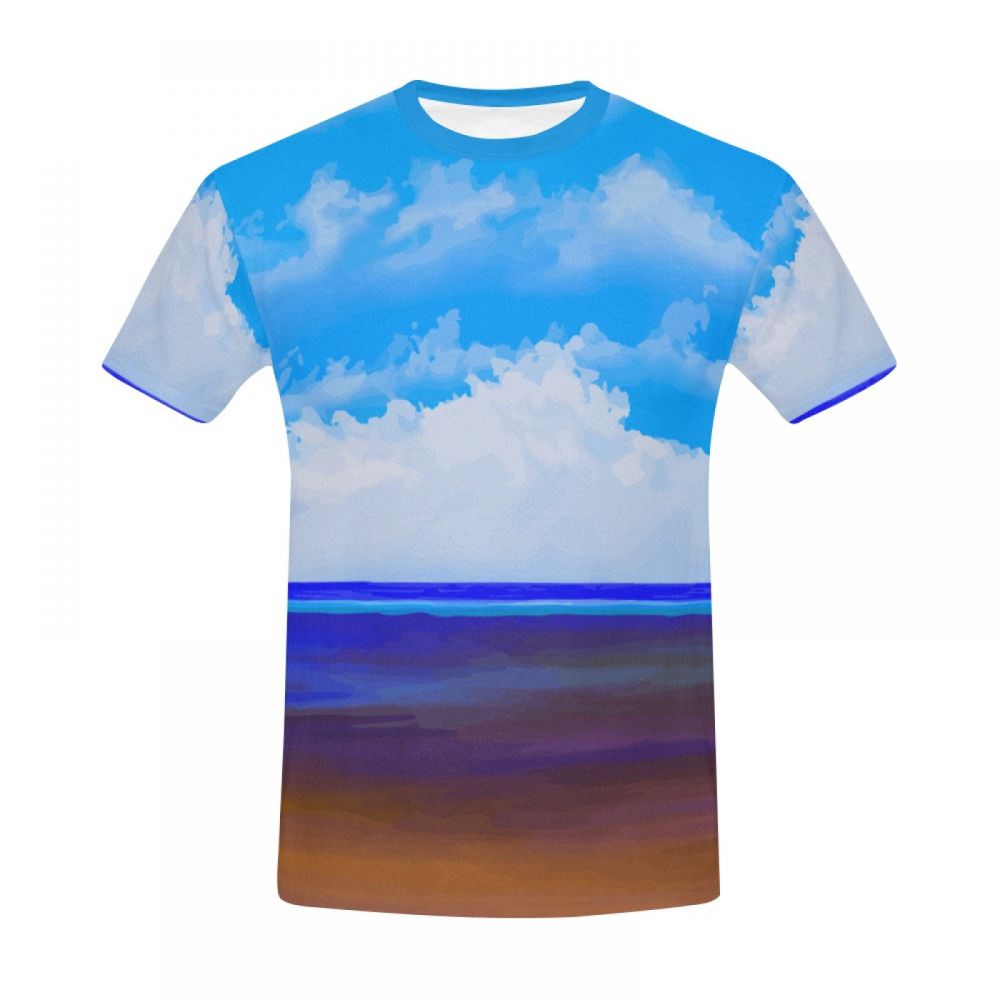 Men's Art Beach Blue Sky Short T-shirt