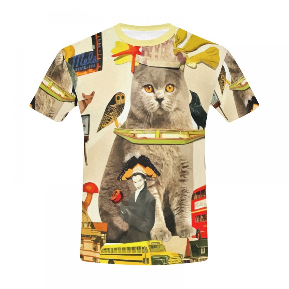 Men's Art Crazy Animals Cat King Short T-shirt