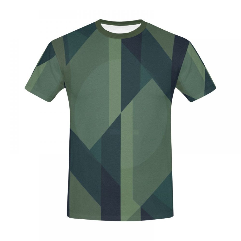 Men's Geometric Art Green Lines Short T-shirt