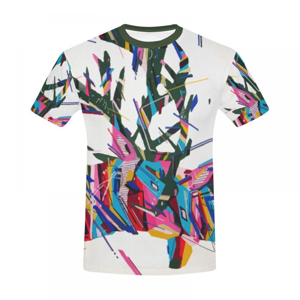 Men's Geometric Animal Art Cerfs Short T-shirt