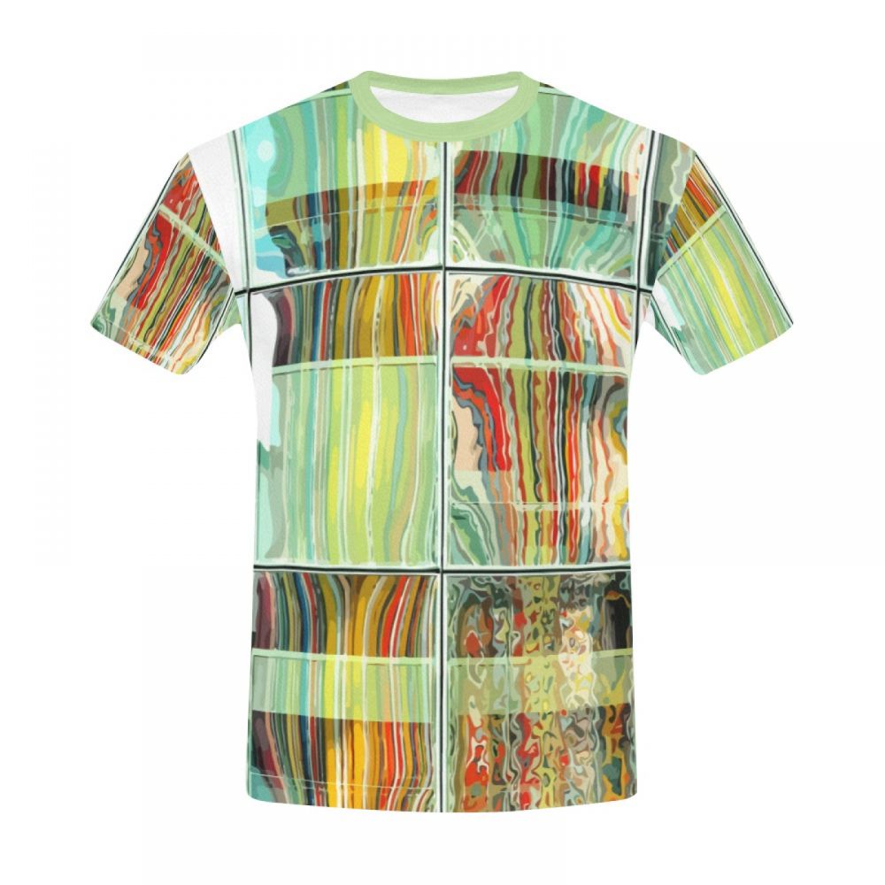 Men's Abstract Art Reflective Stripes Short T-shirt