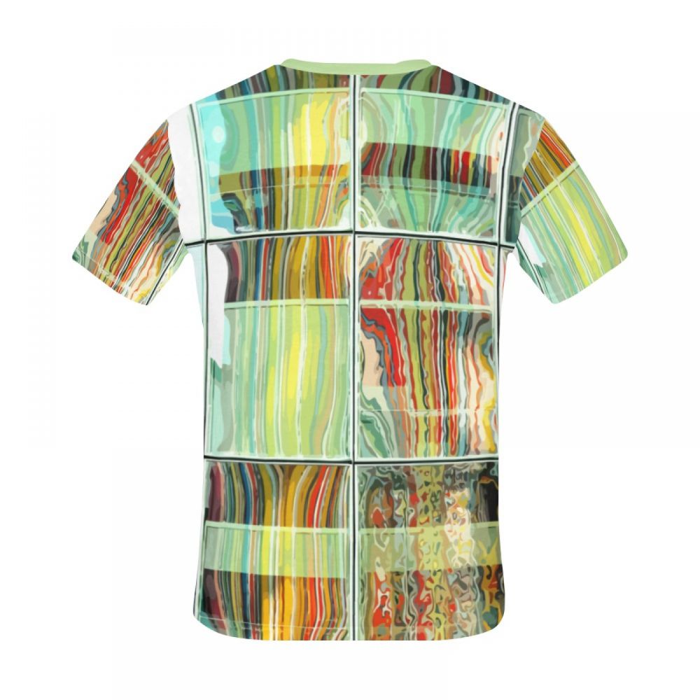 Men's Abstract Art Reflective Stripes Short T-shirt