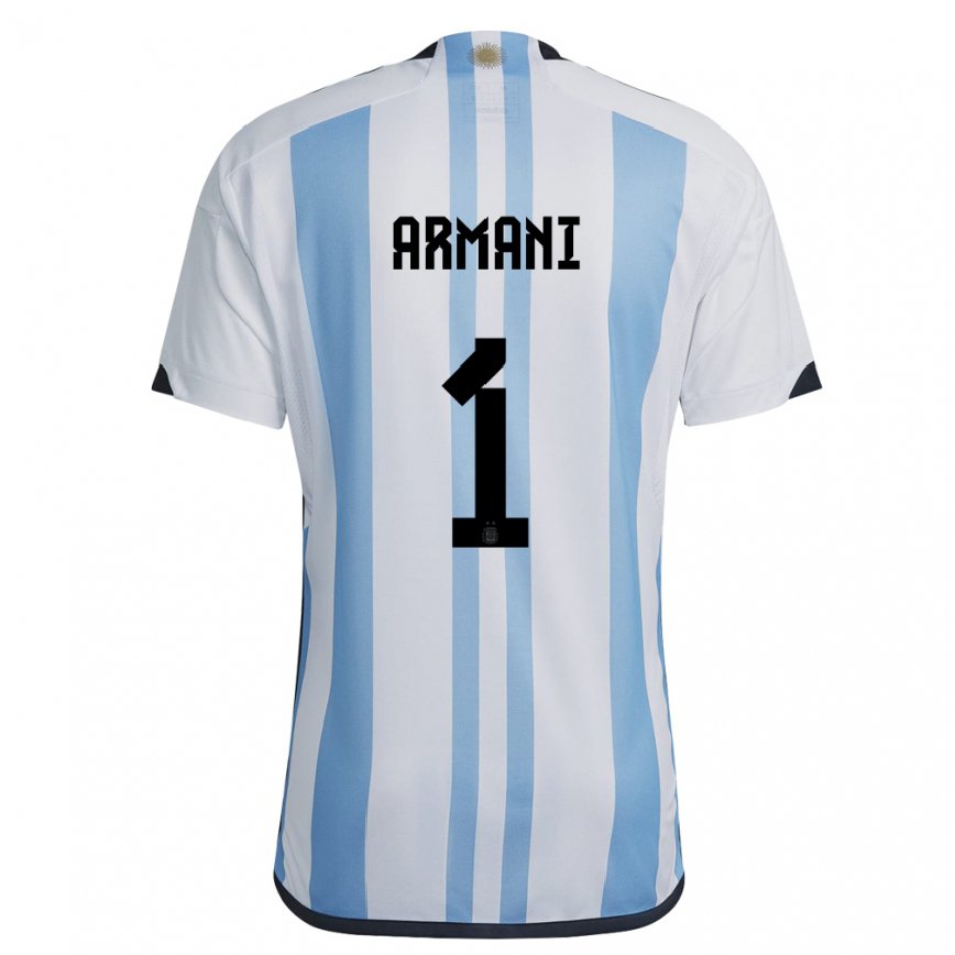 Women Argentina Franco Armani #1 White Sky Blue Home Jersey 2022/23 T-shirt
