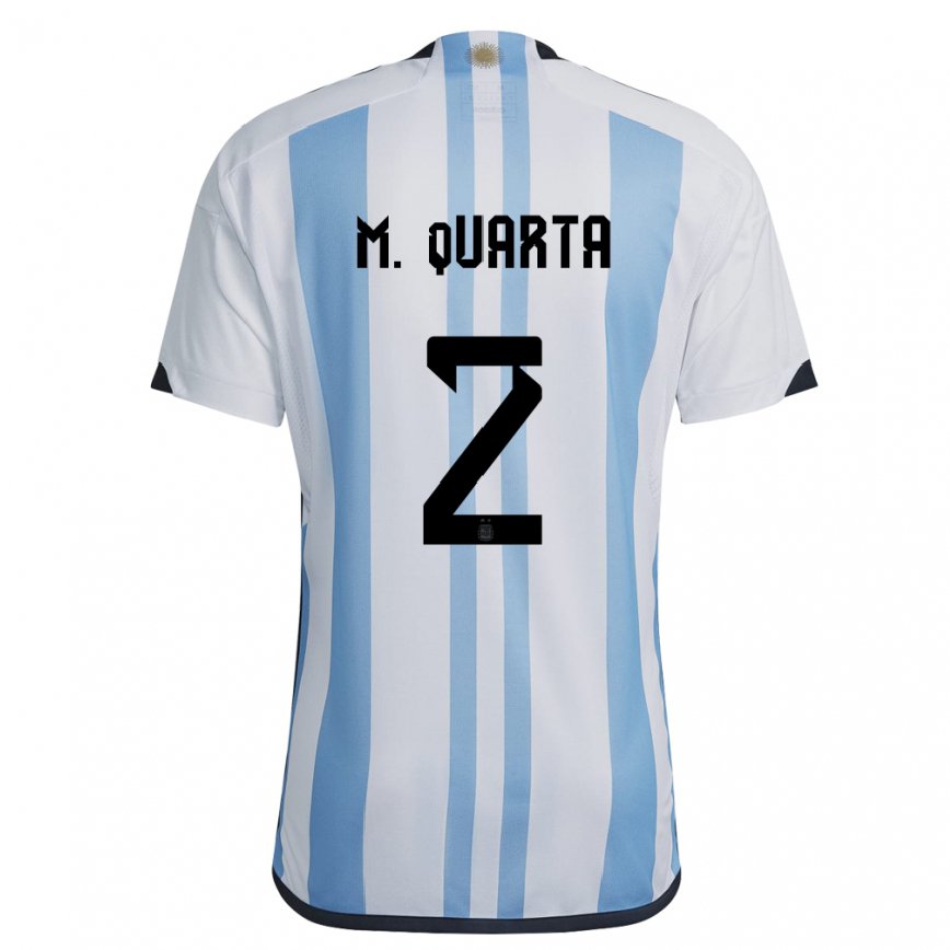 Women Argentina Lucas Martinez Quarta #2 White Sky Blue Home Jersey 2022/23 T-shirt