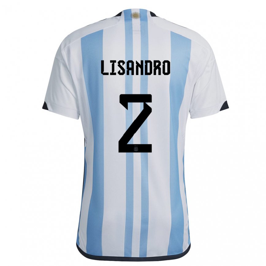 Women Argentina Lisandro Martinez #2 White Sky Blue Home Jersey 2022/23 T-shirt