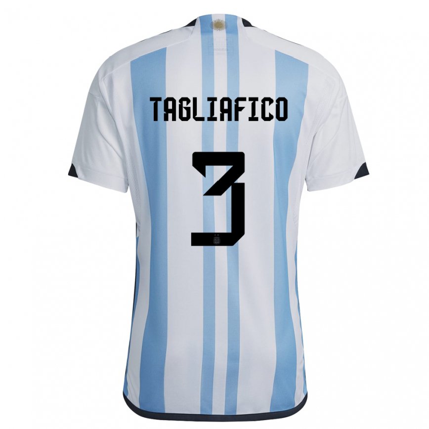 Women Argentina Nicolas Tagliafico #3 White Sky Blue Home Jersey 2022/23 T-shirt