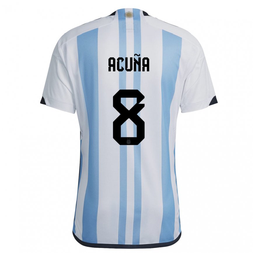 Women Argentina Marcos Acuna #8 White Sky Blue Home Jersey 2022/23 T-shirt