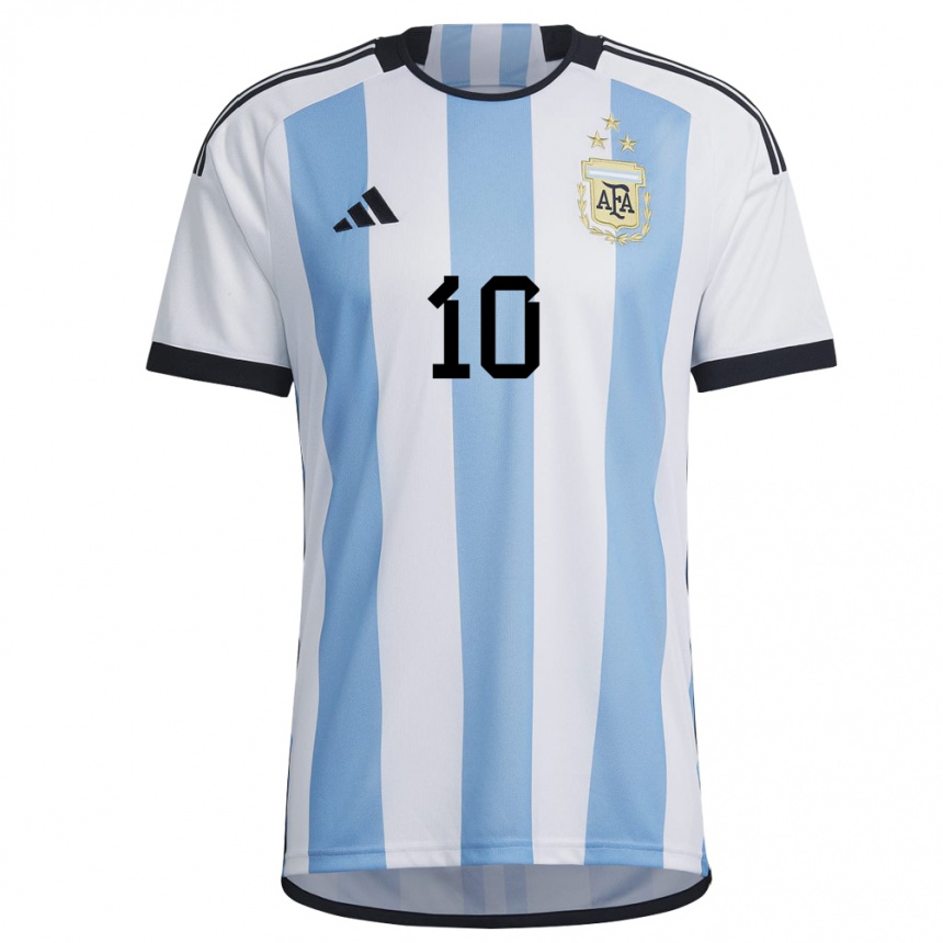Women Argentina Lionel Messi #10 White Sky Blue Home Jersey 2022/23 T-shirt