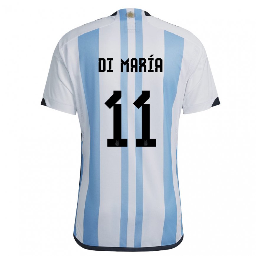 Women Argentina Angel Di Maria #11 White Sky Blue Home Jersey 2022/23 T-shirt
