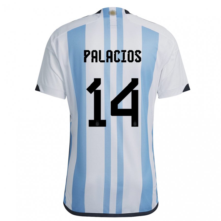 Women Argentina Exequiel Palacios #14 White Sky Blue Home Jersey 2022/23 T-shirt