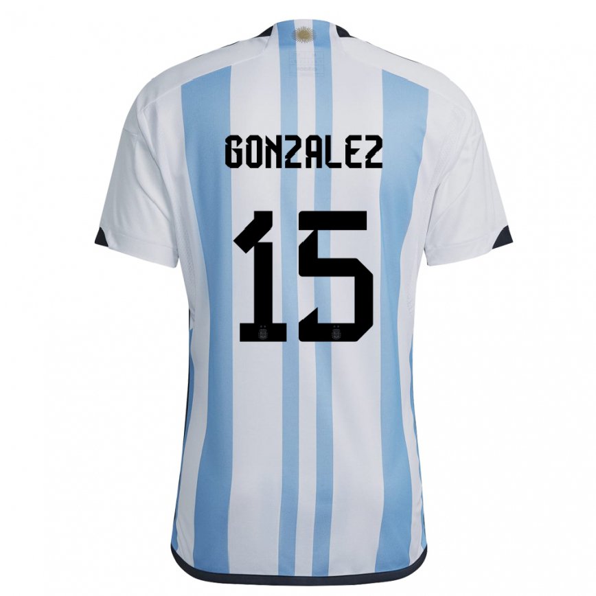 Women Argentina Nicolas Gonzalez #15 White Sky Blue Home Jersey 2022/23 T-shirt