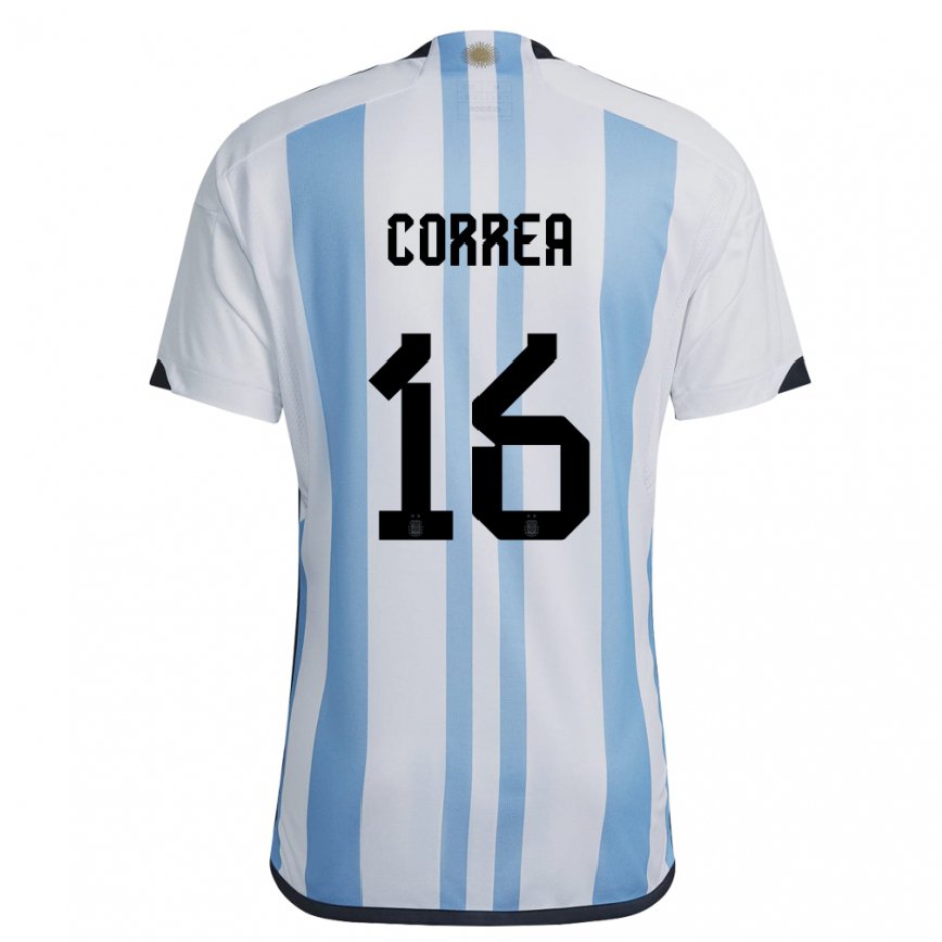Women Argentina Angel Correa #16 White Sky Blue Home Jersey 2022/23 T-shirt
