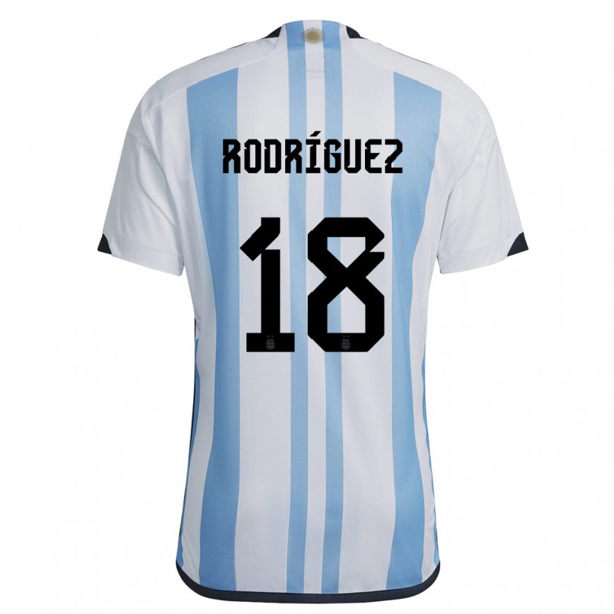 Women Argentina Guido Rodriguez #18 White Sky Blue Home Jersey 2022/23 T-shirt