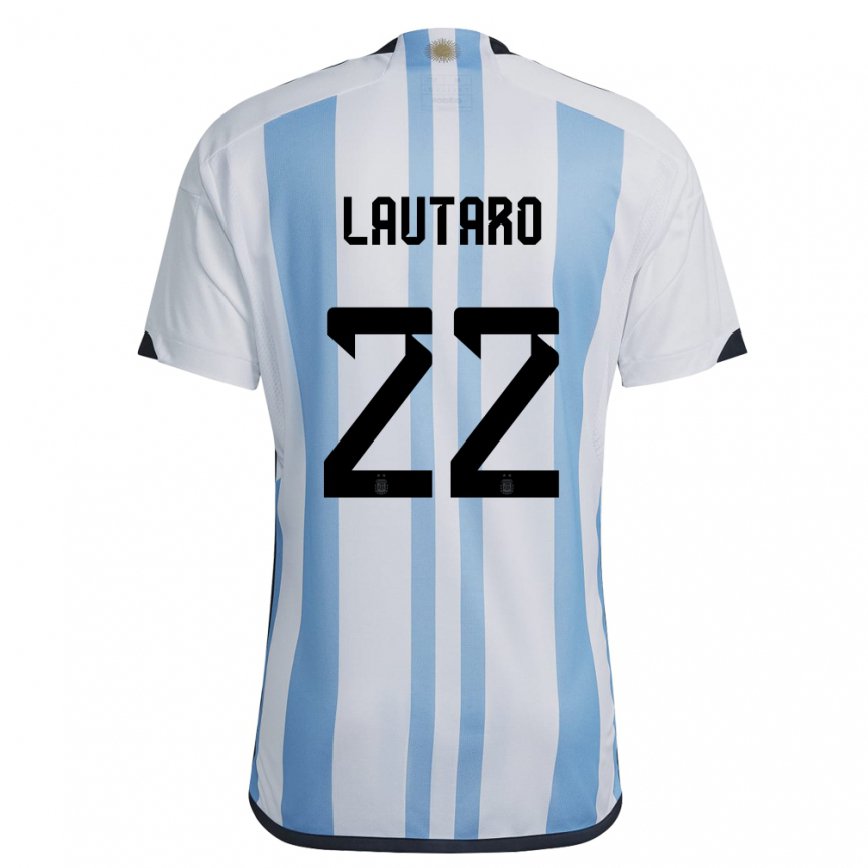 Women Argentina Lautaro Martinez #22 White Sky Blue Home Jersey 2022/23 T-shirt