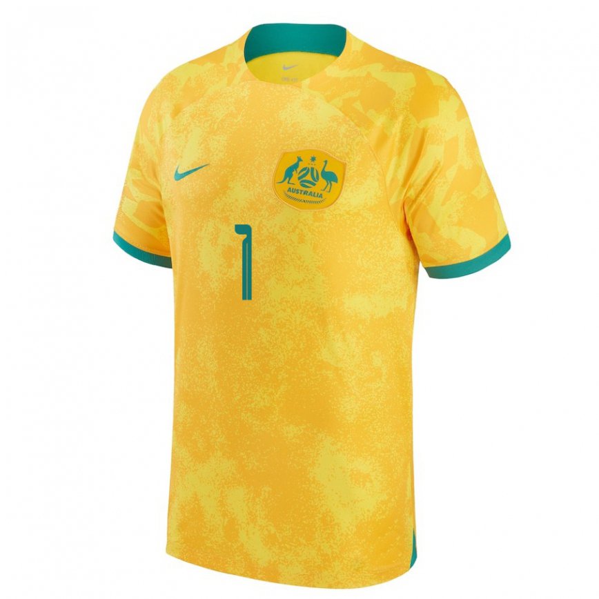 Women Australia Mathew Ryan #1 Golden Home Jersey 2022/23 T-shirt