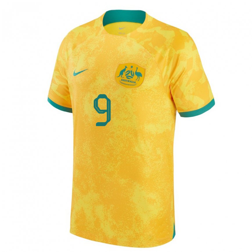 Women Australia Jamie Maclaren #9 Golden Home Jersey 2022/23 T-shirt