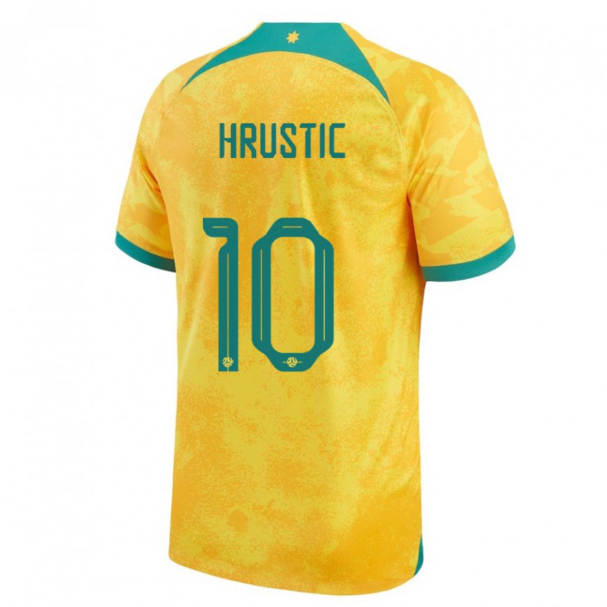 Women Australia Ajdin Hrustic #10 Golden Home Jersey 2022/23 T-shirt