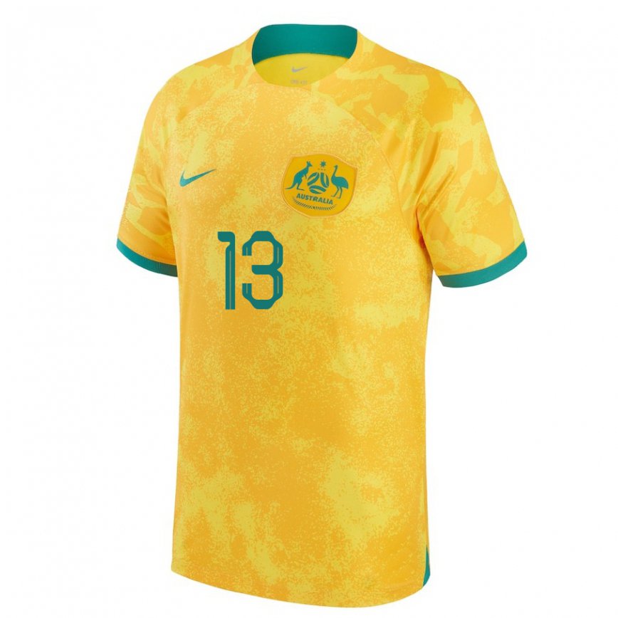 Women Australia Aaron Mooy #13 Golden Home Jersey 2022/23 T-shirt