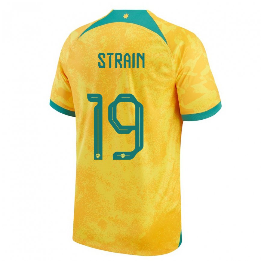 Women Australia Ryan Strain #19 Golden Home Jersey 2022/23 T-shirt
