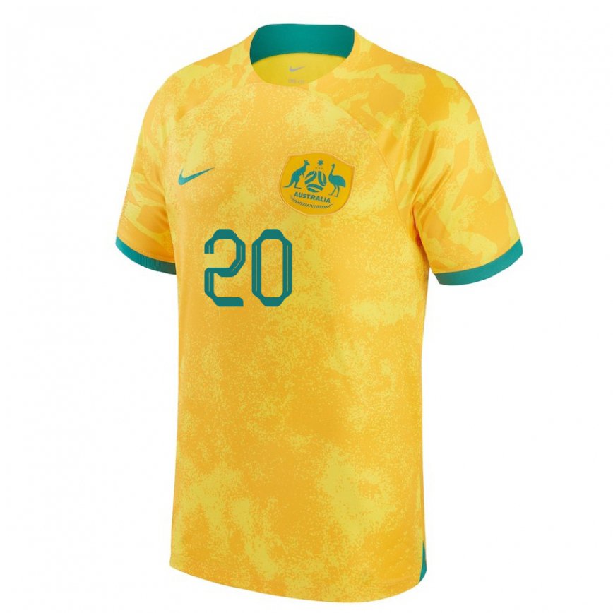 Women Australia Trent Sainsbury #20 Golden Home Jersey 2022/23 T-shirt