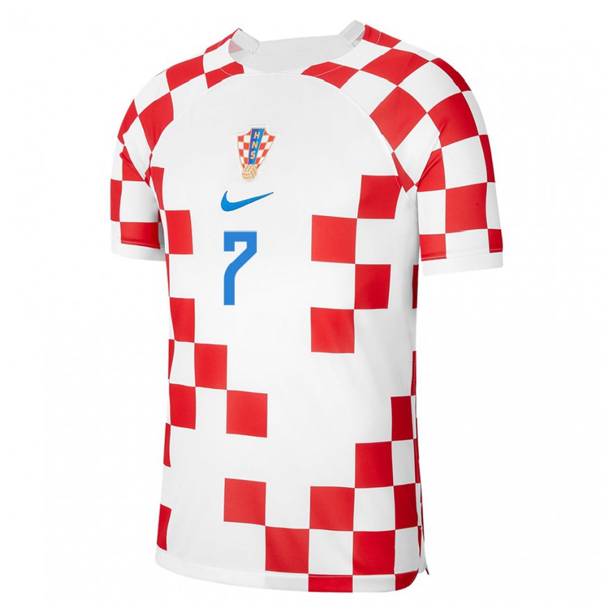 Women Croatia Lovro Majer #7 Red White Home Jersey 2022/23 T-shirt