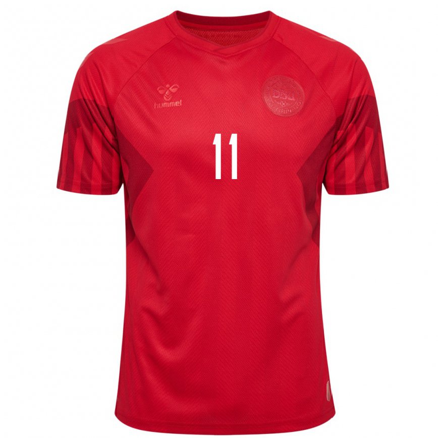 Women Denmark Andreas Skov Olsen #11 Red Home Jersey 2022/23 T-shirt