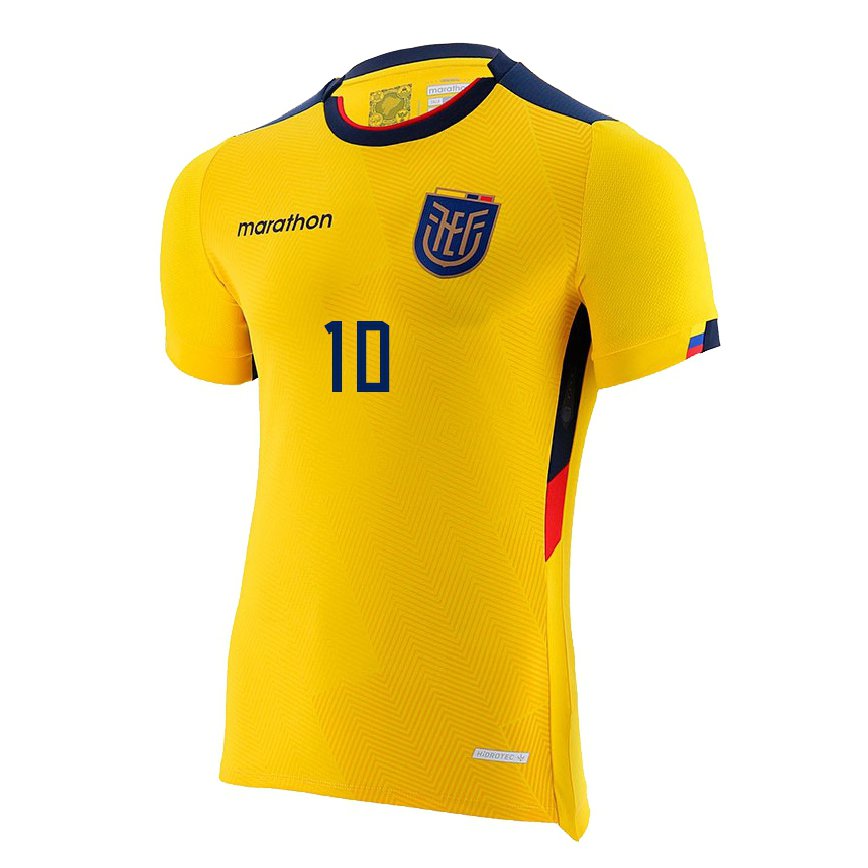 Women Ecuador Romario Ibarra #10 Yellow Home Jersey 2022/23 T-shirt