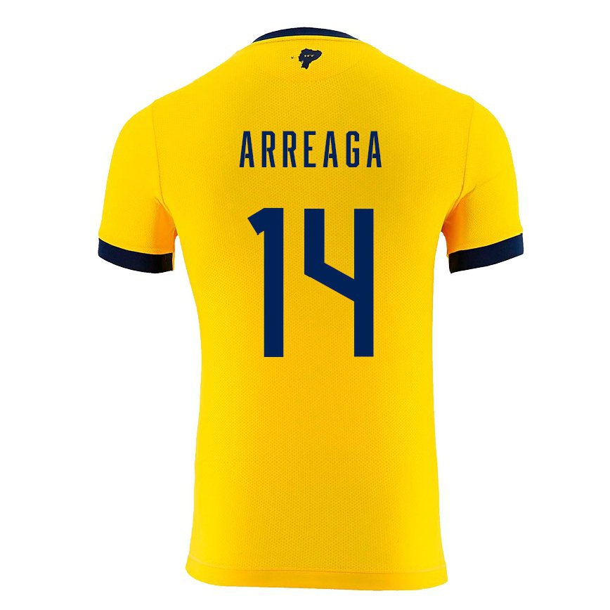 Women Ecuador Xavier Arreaga #14 Yellow Home Jersey 2022/23 T-shirt