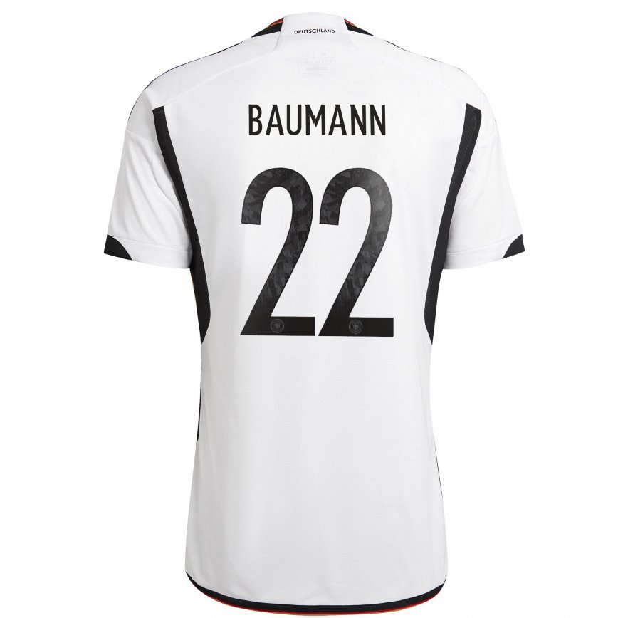 Women Germany Oliver Baumann #22 White Black Home Jersey 2022/23 T-shirt