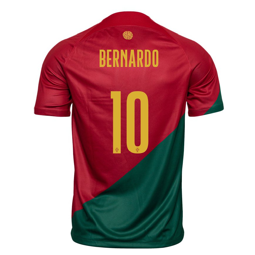Women Portugal Bernardo Silva #10 Red Green Home Jersey 2022/23 T-shirt