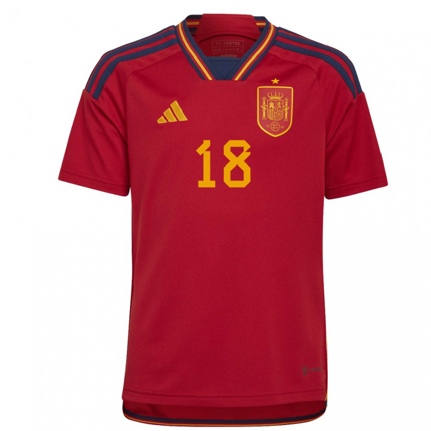 Women Spain Jordi Alba #18 Red Home Jersey 2022/23 T-shirt