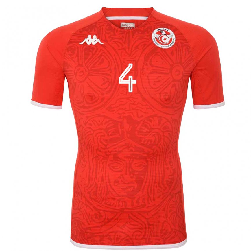 Women Tunisia Ali Abdi #4 Red Home Jersey 2022/23 T-shirt