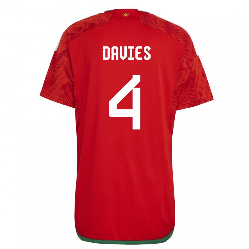 Women Wales Ben Davies #4 Red Home Jersey 2022/23 T-shirt