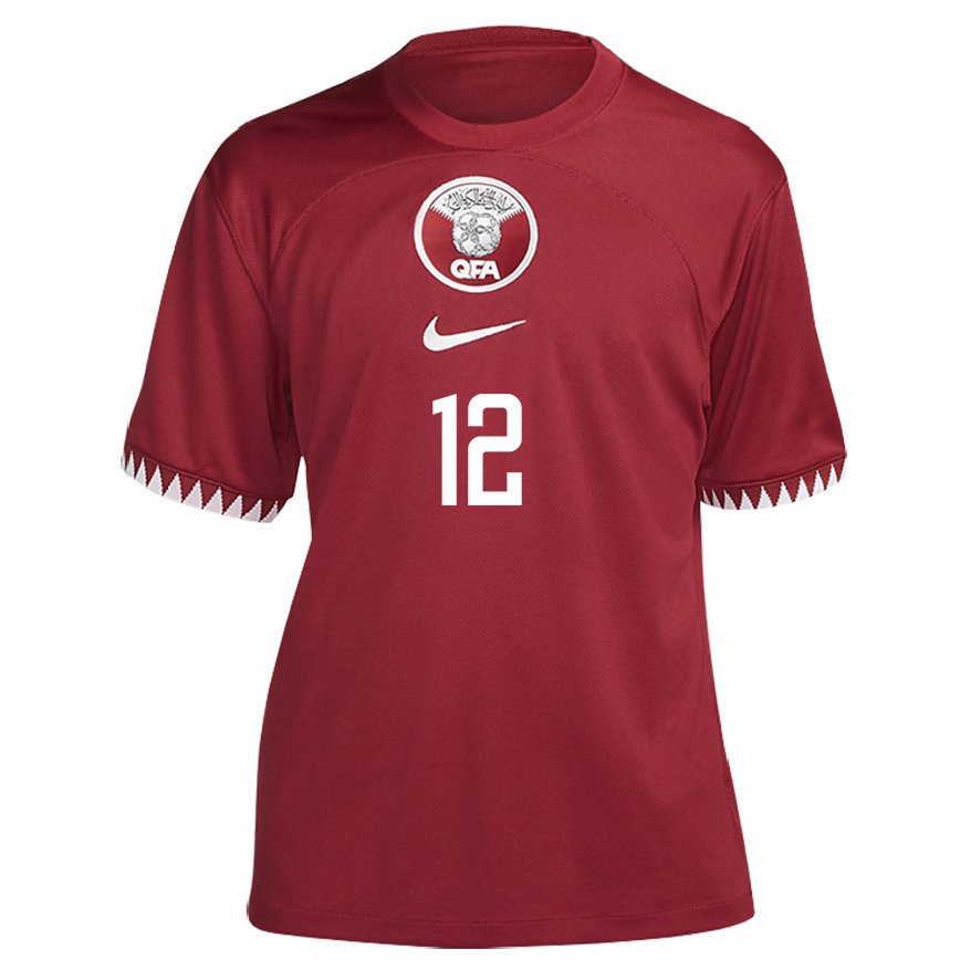 Women Qatar Musaab Khidir #12 Maroon Home Jersey 2022/23 T-shirt