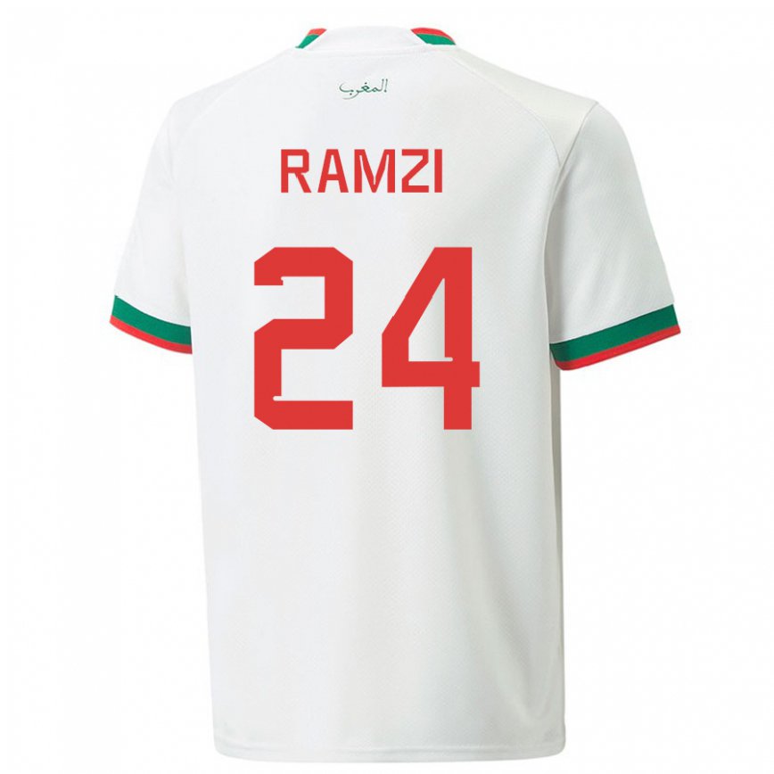 Men Morocco Achraf Ramzi #24 White Away Jersey 2022/23 T-shirt