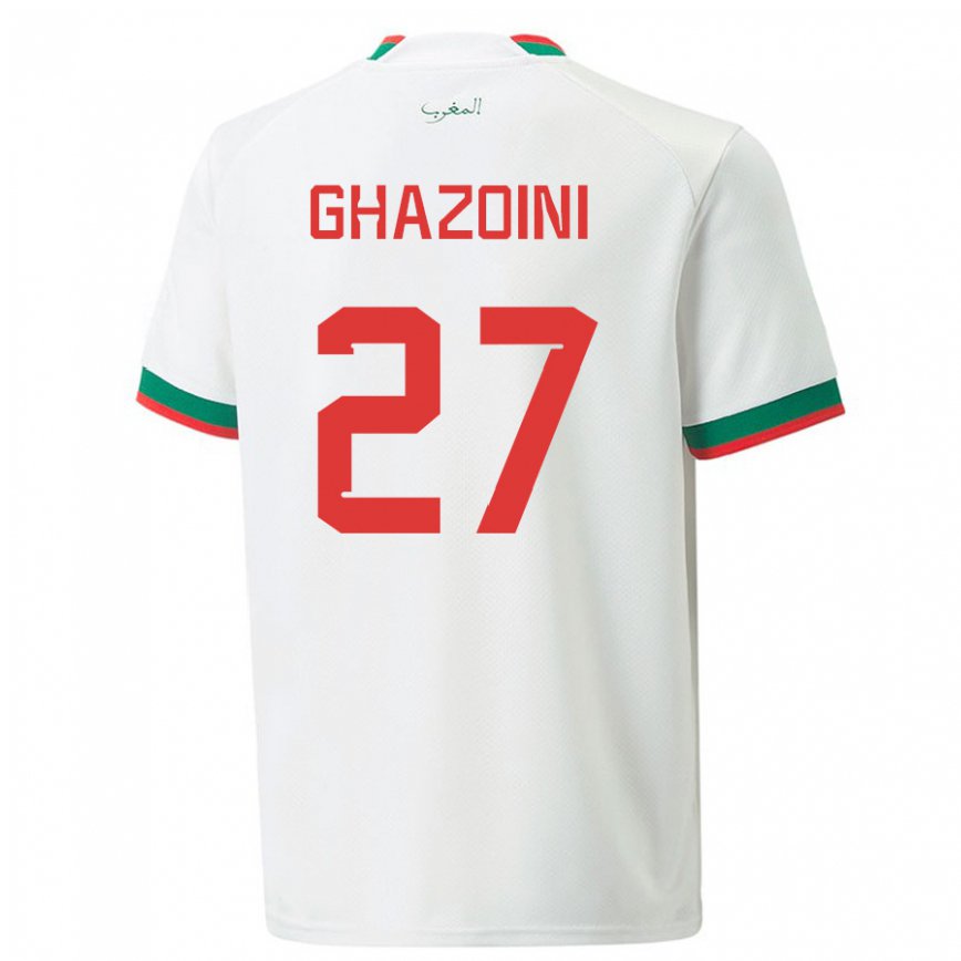 Men Morocco Amine Ghazoini #27 White Away Jersey 2022/23 T-shirt