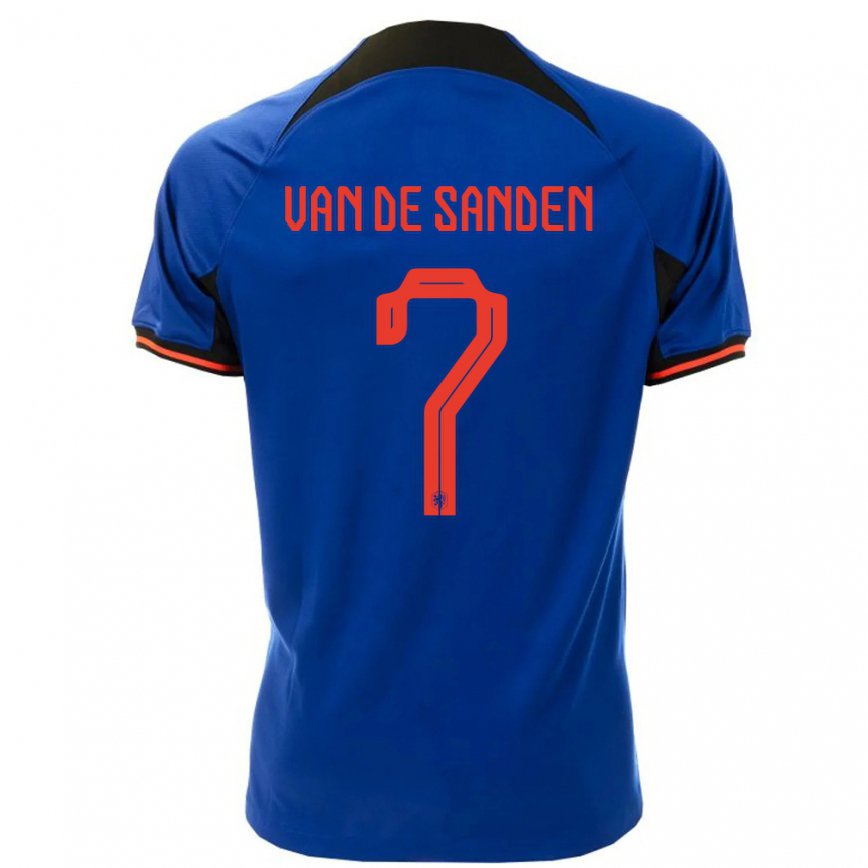Men Netherlands Shanice Van De Sanden #7 Royal Blue Away Jersey 2022/23 T-shirt