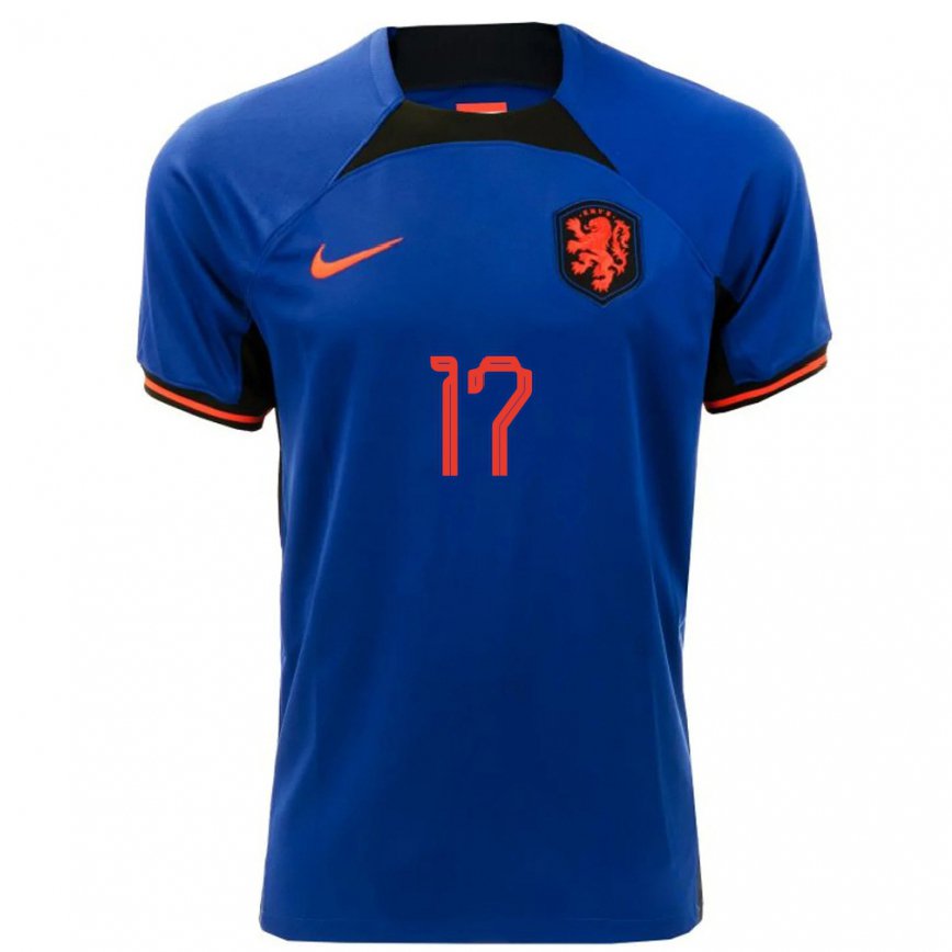 Men Netherlands Romee Leuchter #17 Royal Blue Away Jersey 2022/23 T-shirt