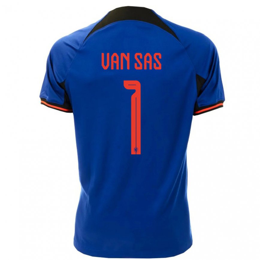 Men Netherlands Mikki Van Sas #1 Royal Blue Away Jersey 2022/23 T-shirt