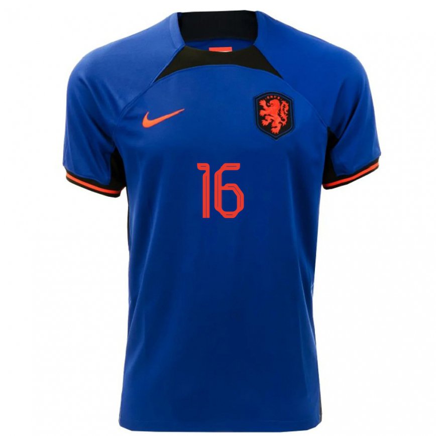 Men Netherlands Tom De Graaff #16 Royal Blue Away Jersey 2022/23 T-shirt