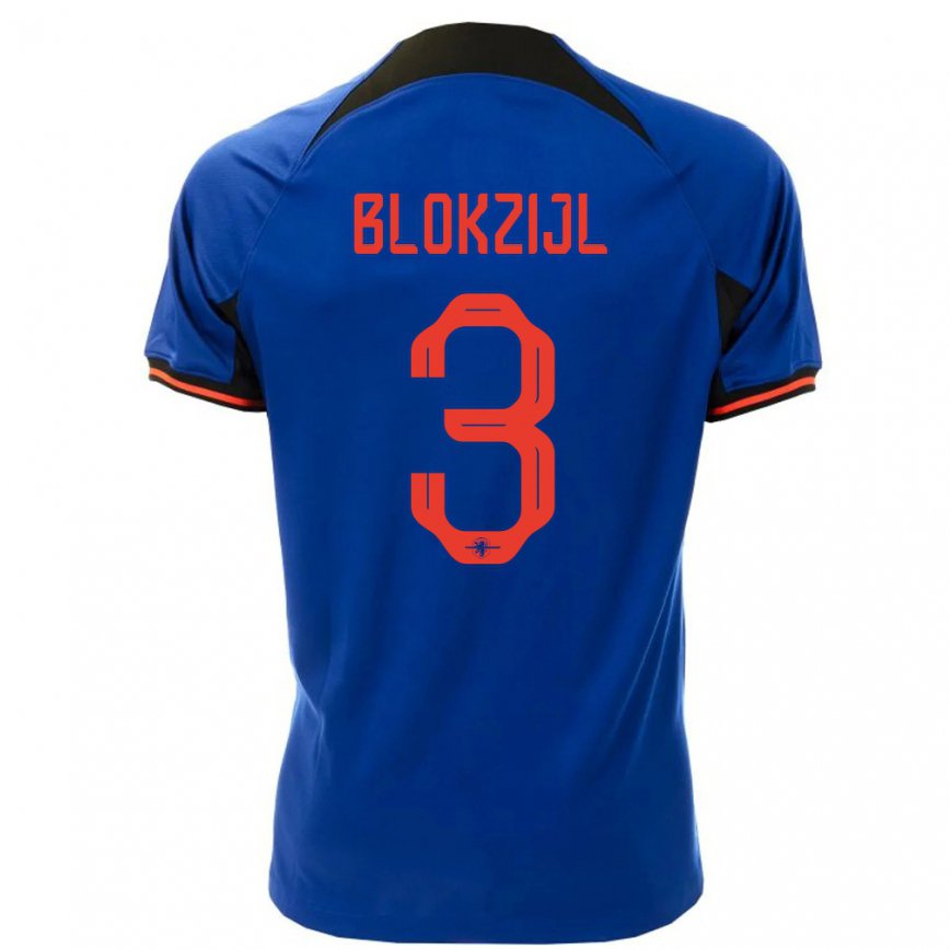 Men Netherlands Thijmen Blokzijl #3 Royal Blue Away Jersey 2022/23 T-shirt