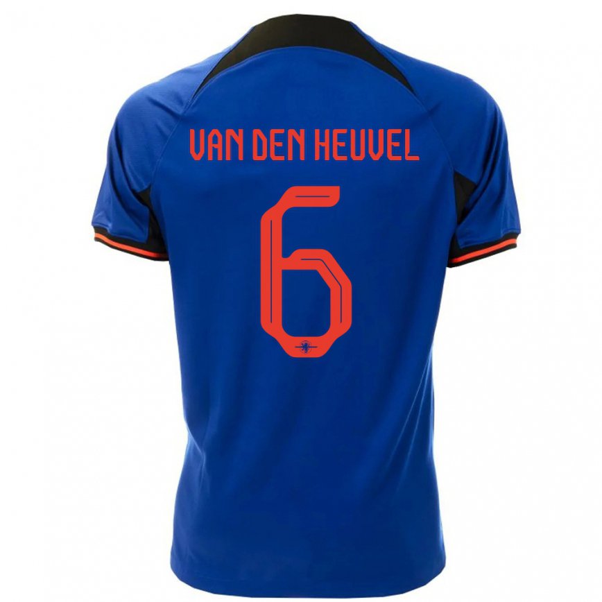 Men Netherlands Tim Van Den Heuvel #6 Royal Blue Away Jersey 2022/23 T-shirt