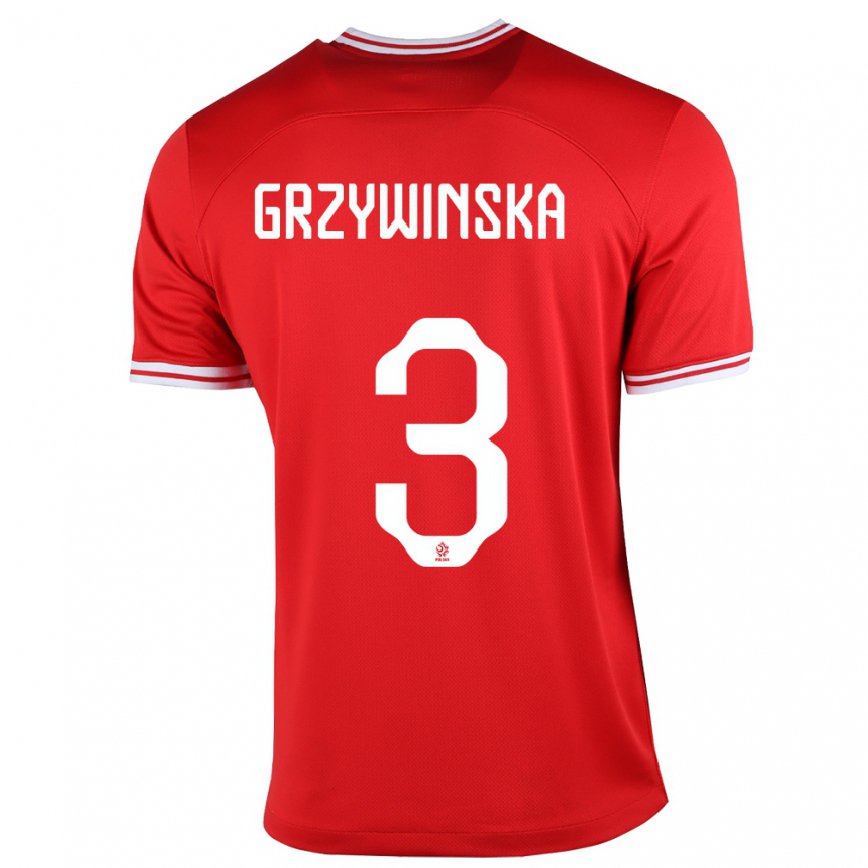 Men Poland Gabriela Grzywinska #3 Red Away Jersey 2022/23 T-shirt