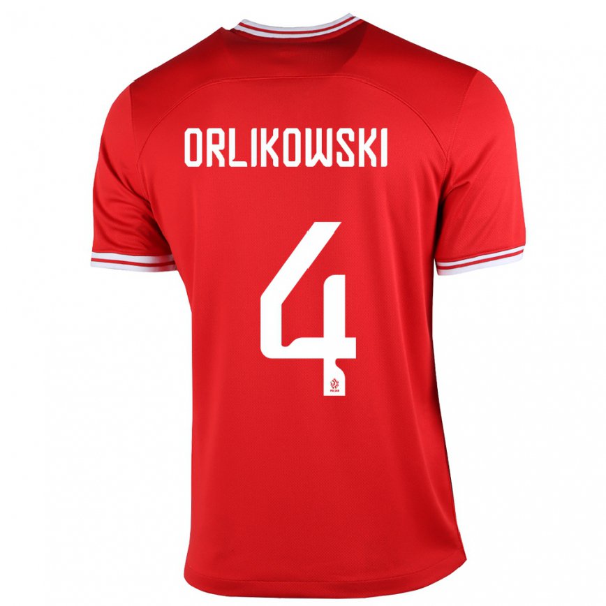 Men Poland Igor Orlikowski #4 Red Away Jersey 2022/23 T-shirt