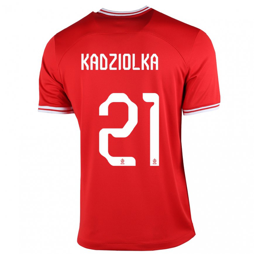 Men Poland Szymon Kadziolka #21 Red Away Jersey 2022/23 T-shirt
