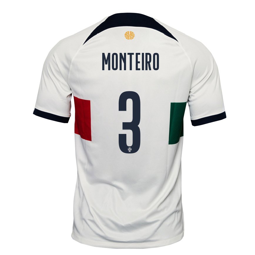Men Portugal Diogo Monteiro #3 White Away Jersey 2022/23 T-shirt