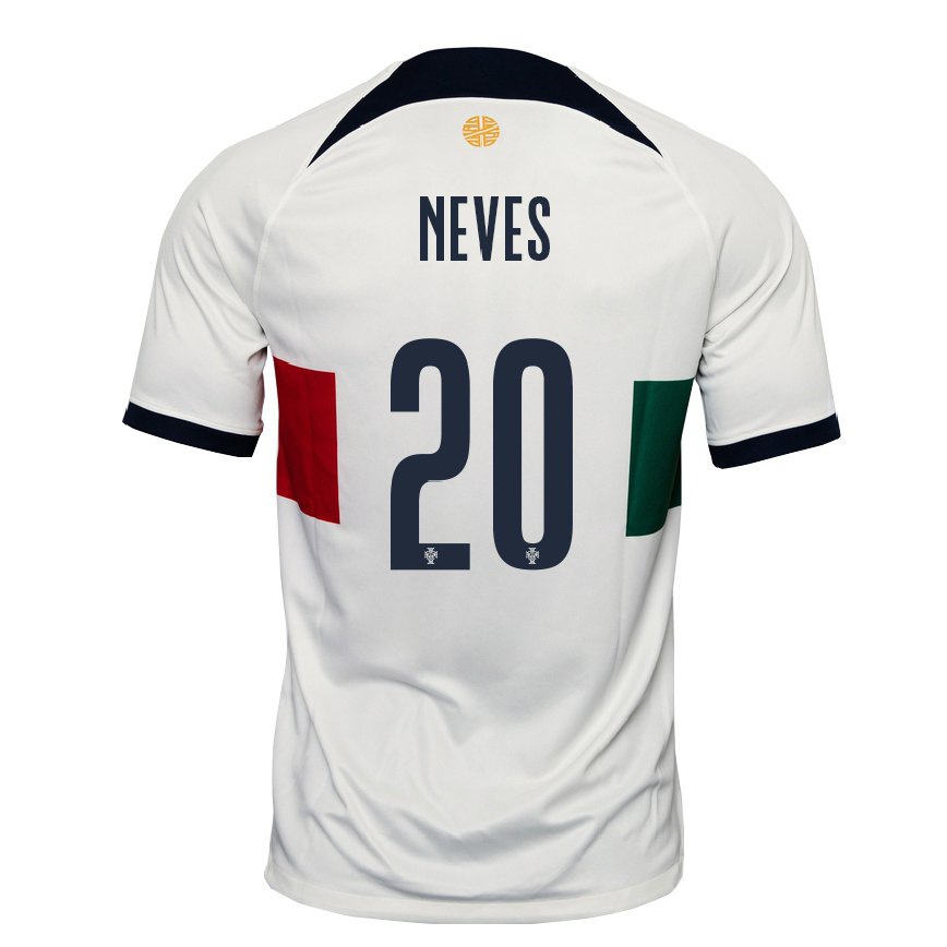 Men Portugal Joao Neves #20 White Away Jersey 2022/23 T-shirt