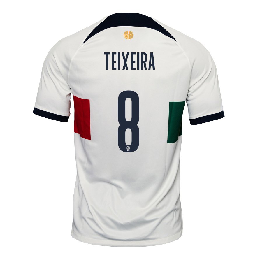 Men Portugal Joao Teixeira #8 White Away Jersey 2022/23 T-shirt